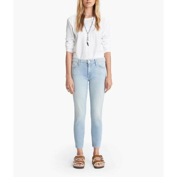 NWT MOTHER DENIM Sz 26 THE LOOKER CROP IN SWIMMING POOL SUNDAY LIGHT BLUE - Picture 5 of 5